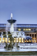Fountain on Schlossplatz in winter