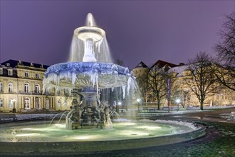 Fountain on Schlossplatz in winter