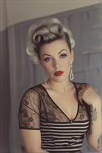 Portrait of a pinup rockabilly sensual woman ai generated high res picture