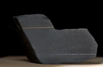 Polished copper slate handpiece with so-called ore ruler from the Mansfeld mining area
