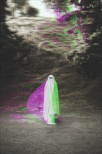 Long shot ghost with glitch effect
