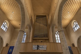 Vaulted ceiling and organ loft of St Martha's Church