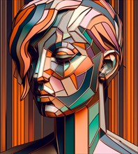 Digital illustration unrecognizable human portrait depict deep emotion
