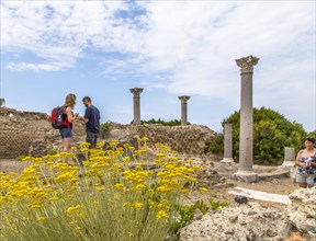 Tourists visit the ancient Villa Romana