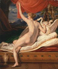 Venus rises from her couch with swans