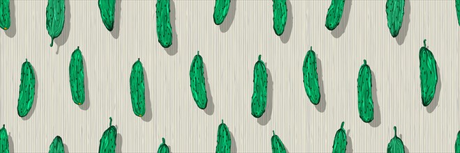 Hand drawn Cucumber seamless pattern