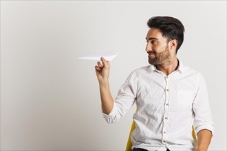 Businessman with paper plane office