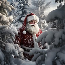 Father Christmas in a wintry fairytale forest