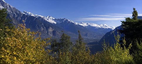 Mountain panorama with Rhone valley