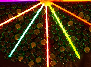 Light installation with glow sticks and glass stones