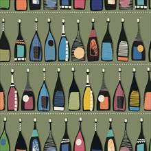 Seamless pattern with bottles in colors. Background vector template design for parties