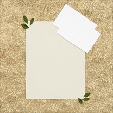 Flat lay wedding greeting card with copy space