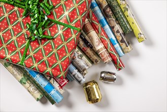 Several rolls of wrapping paper