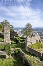 The Hohentwiel fortress ruins with a view of the town of Singen am Hohentwiel