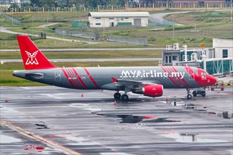 An Airbus A320 aircraft of MYAirline with the registration number 9M-DAF at Kuala Lumpur Airport