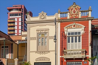 Colourful colonial buildings on the main square in the city centre of capital Manaus