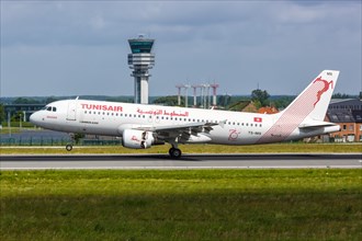 A Tunisair Airbus A320 aircraft with the registration TS-IMS at Brussels Airport