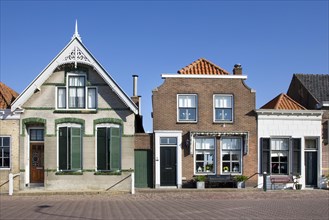Traditional houses in street at Brouwershaven