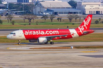 A Thai AirAsia Airbus A320 aircraft with the registration HS-ABA at Bangkok Don Mueang Airport