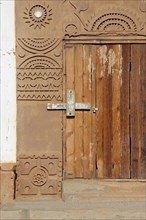 Old wooden Nubian door in the city Wadi Halfa