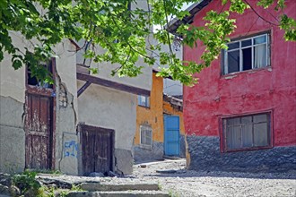 Alley with colourful houses in the old Ankara Citadel Area