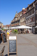 Old town with restaurants and historic buildings