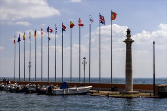 Harbour with boats and ships of European countries