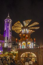 Large Christmas pyramid in front of Dankwarderode Castle at the Braunschweig Christmas Market