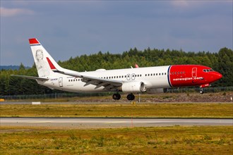 A Boeing 737-800 aircraft of Norwegian with the registration LN-NOD at Oslo Gardermoen Airport