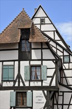 Colorful facades of timber framed houses at Dambach-la-Ville