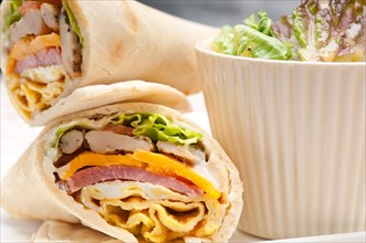 Fresh and healthy club sandwich pita bread roll