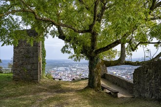 The Hohentwiel fortress ruins with a view of the town of Singen am Hohentwiel