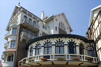 Houses in Belle Epoque style of the consession at seaside resort De Haan