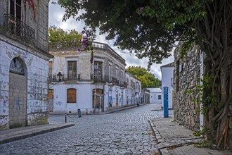 Cobbled street and colonial houses in the Barrio Historico