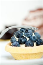 Fresh blueberry cream cupcake homemade closeup macro