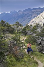 Hiking in the Andes mountains near El Chalten