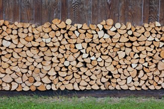 Stack of split firewood used as wood fuel