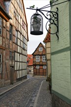 Medieval half-timbered houses at Finkenherd in the town Quedlinburg