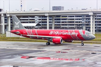 An Airbus A320 aircraft of MYAirline with the registration number 9M-DAB at Kuala Lumpur Airport