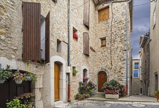 Traditional houses in alley at the village La Palud-sur-Verdon