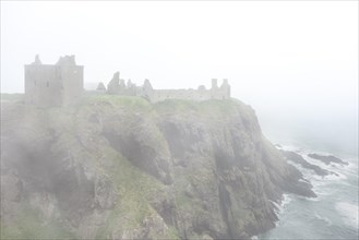 Dunnottar Castle in thick fog