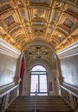 Magnificent staircase decorated with frescoes