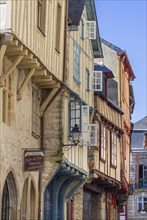 16th century timber framed house fronts in narrow street of the old town in the city Vannes