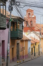 Colourful houses in colonial street in the city Potosi