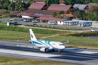 A Bangkok Air Airbus A319 aircraft with the registration HS-PPF at Koh Samui Airport