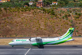 An ATR 72-600 aircraft of Binter Canarias with the registration EC-NSG at Funchal Airport
