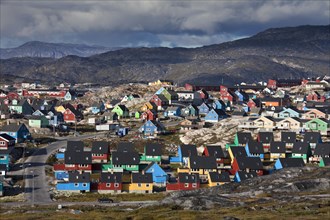 Colourful houses at the town Ilulissat