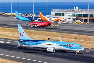 A TUI Boeing 737-800 aircraft with the registration D-ATUA at Funchal Airport