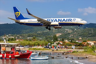 A Ryanair Boeing 737-800 aircraft with registration 9H-QEB at Skiathos Airport