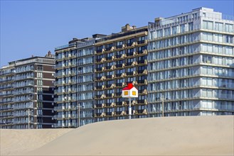 Reference point in the shape of a house for children at the beach and flats